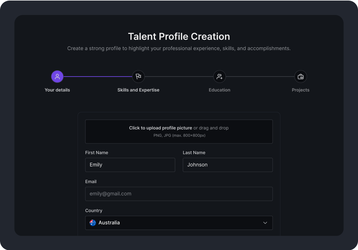 Talent Profile creation Image